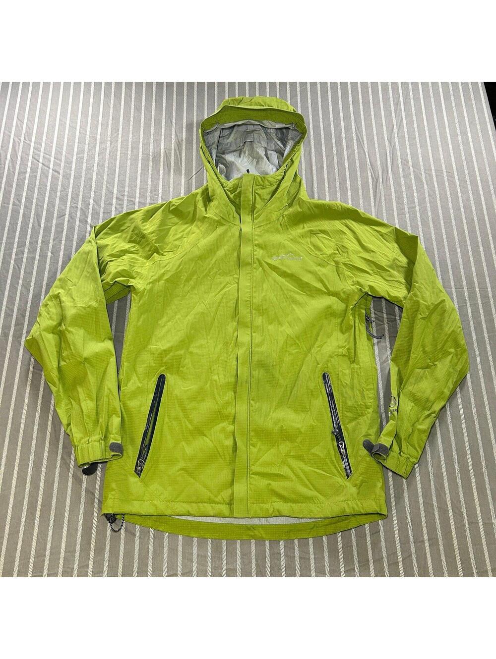 Eddie Bauer WeatherEdge Men's Small Hooded Waterproof Jacket Green 5 Pockets